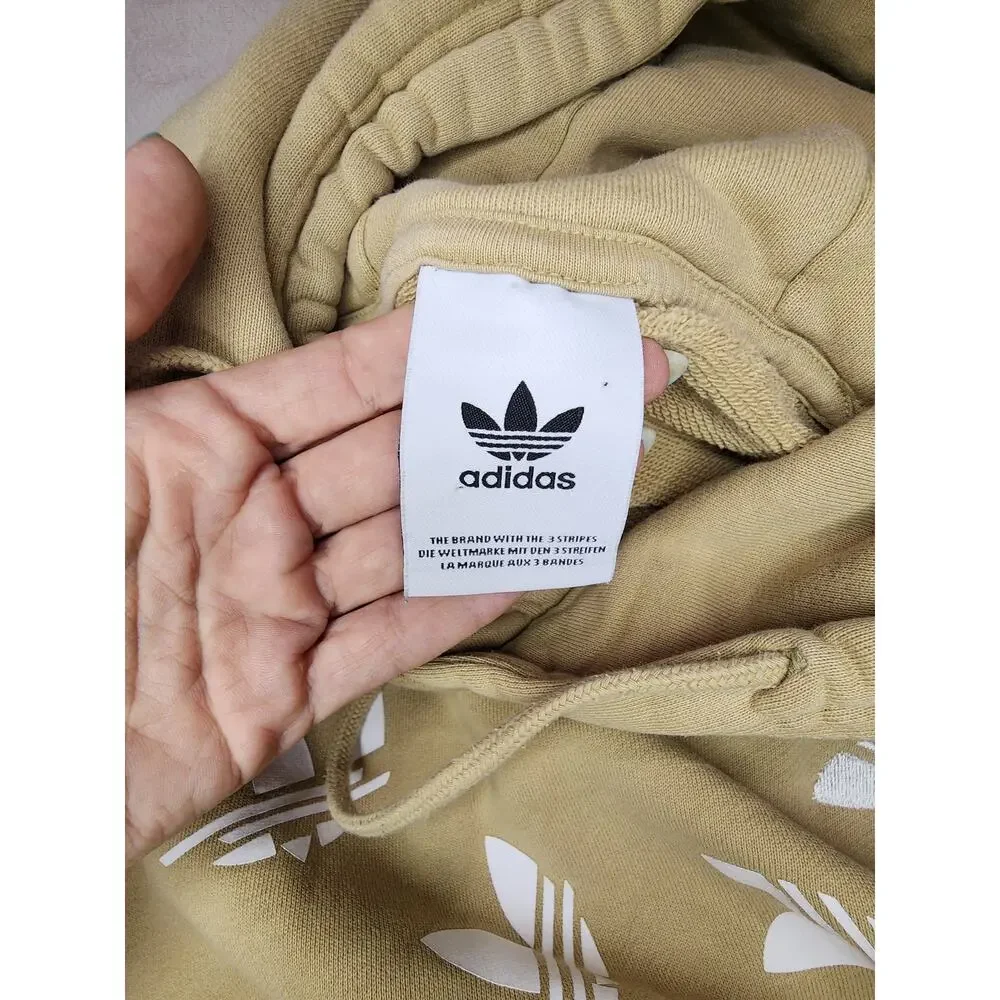 Adidas Originals Colorblock Trefoil Hoodie Mens L Tan Olive Cream Fall Layer